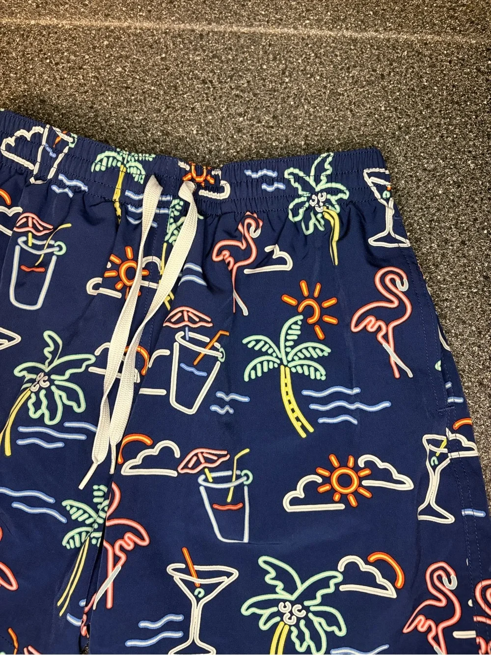 chubbies Navy Cocktail & Tropical Print Swim Trunks